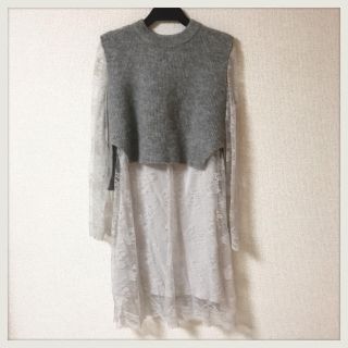 スナイデル(SNIDEL)のsnidel♡ニット×レースコンビOP(ミニワンピース)