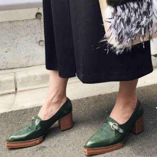 アメリヴィンテージ(Ameri VINTAGE)のAmeri♡square toe loafer♦︎GRN/L(ローファー/革靴)