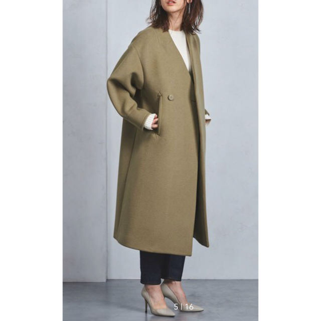 美品 HYKE - HYKE今期ノーカラーコート ベージュ ピーコート - rinsa.ca