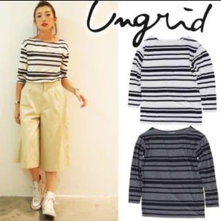 アングリッド(Ungrid)の◎SALE　♡新品♡ungrid ランダム ボーダー　カットソー　ホワイト(Tシャツ(長袖/七分))