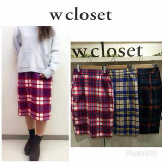 ダブルクローゼット(w closet)の新品定価5,292円♡ダブルクローゼット♡起毛チェックタイトスカート(ひざ丈スカート)