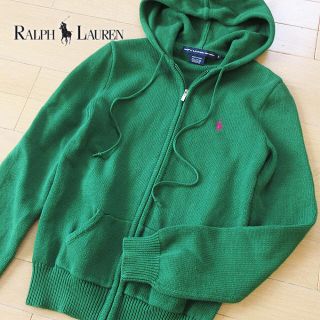 ラルフローレン(Ralph Lauren)の超美品 Sサイズ ラルフローレン  ジップアップニットパーカー グリーン(パーカー)