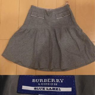 バーバリーブルーレーベル(BURBERRY BLUE LABEL)のBURBERRY バーバリーブルーレーベル グレー ウール スカート36(ひざ丈スカート)