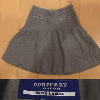 バーバリーブルーレーベル(BURBERRY BLUE LABEL)のBURBERRY バーバリーブルーレーベル グレー ウール スカート36(ひざ丈スカート)