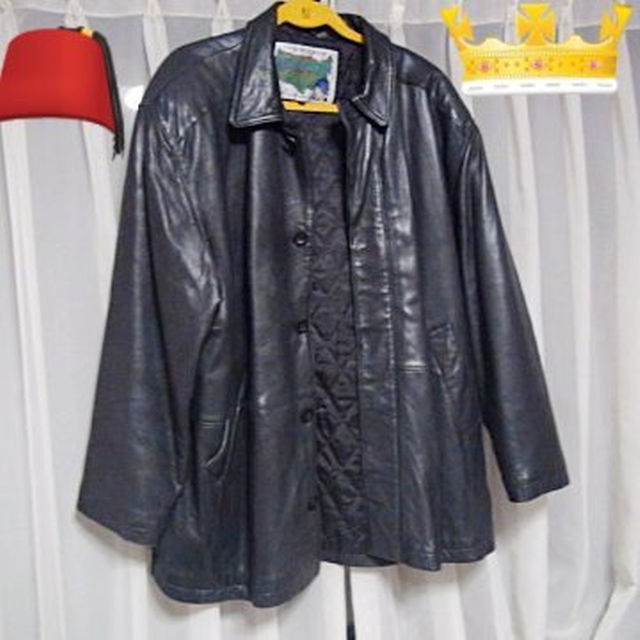 ジャケット/アウターBEACONの羊革のハーフコート（L) ブラック