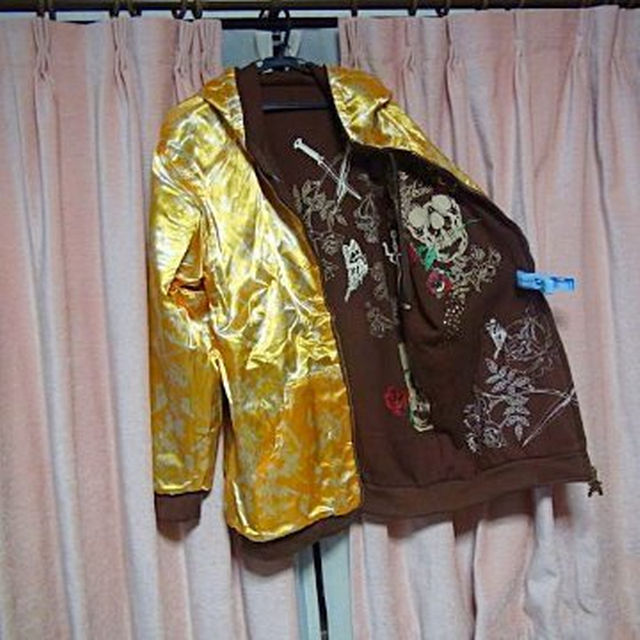 Paper Ghaserのリバーシブルもっずコート（XL)ブラウン、ゴールド メンズのジャケット/アウター(マウンテンパーカー)の商品写真
