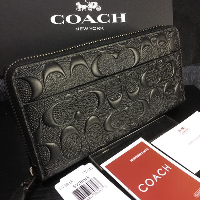 COACH - 限定セール❣️新品コーチ長財布F74918ブラック エンボスド