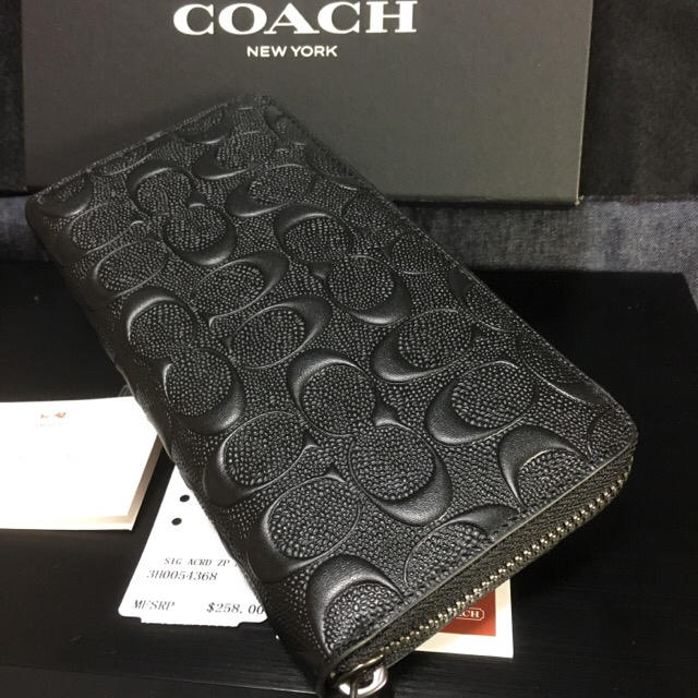 COACH - 限定セール❣️新品コーチ長財布F74918ブラック エンボスド
