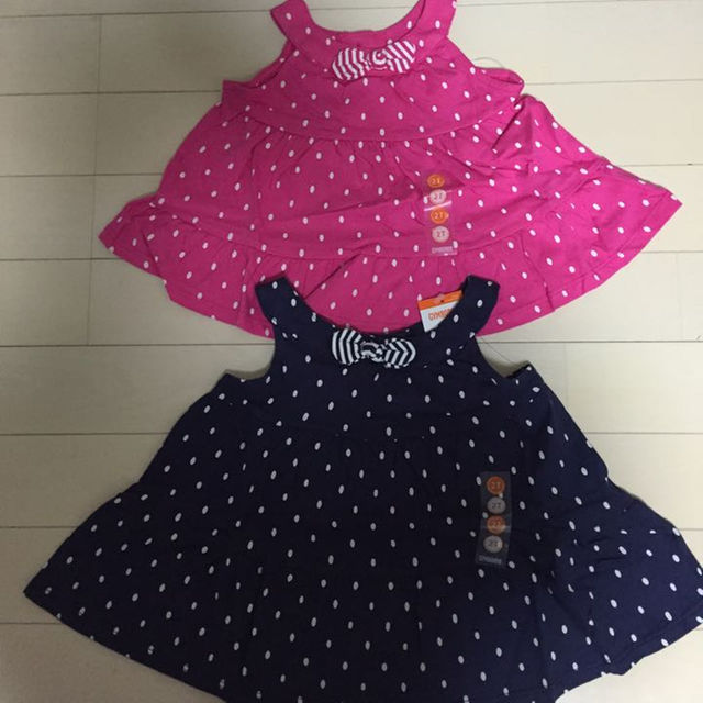 GYMBOREE(ジンボリー)の[新品]ジンボリー水玉キャミチュニック(ピンク)(ネイビー) キッズ/ベビー/マタニティのキッズ服女の子用(90cm~)(その他)の商品写真