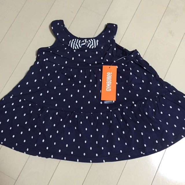 GYMBOREE(ジンボリー)の[新品]ジンボリー水玉キャミチュニック(ピンク)(ネイビー) キッズ/ベビー/マタニティのキッズ服女の子用(90cm~)(その他)の商品写真