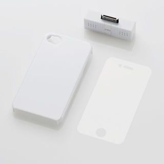 エレコム(ELECOM)のiPhone4用スピーカ付きシェルカバー ホワイト(iPhoneケース)