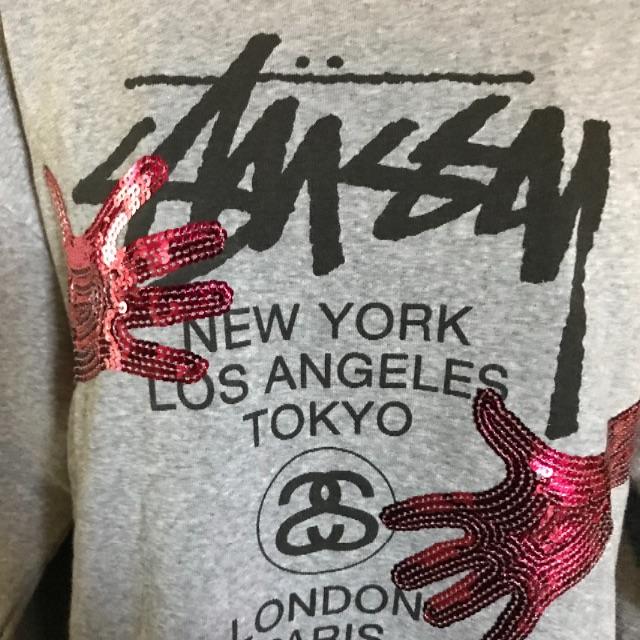 STUSSY(ステューシー)の☆ステューシー レディース スパンコール 七分袖 スウェット L☆ レディースのトップス(トレーナー/スウェット)の商品写真