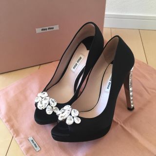 WEB限定カラー有 超美品❤️ miumiu ビジューヒールパンプス 36
