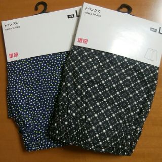 ユニクロ(UNIQLO)のユニクロ　トランクス　Lサイズ　２枚セット　黒　紺色　水玉模様(トランクス)