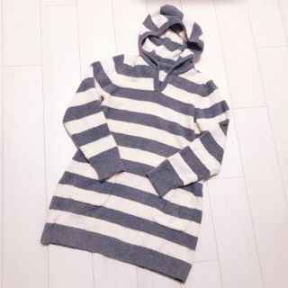 ユニクロ(UNIQLO)の【新品】もこもこルームウェアワンピ✨グレー×オフホワイト(ルームウェア)