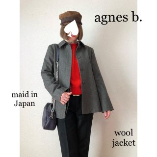 アニエスベー(agnes b.)のアニエス・ベー♡日本製 くるみ 比翼ボタン ウールグレージャケットコート38(ノーカラージャケット)