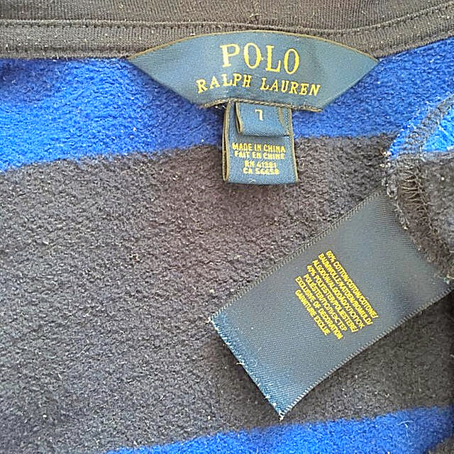 Ralph Lauren(ラルフローレン)のラルフローレン★裏起毛ボーダーパーカー★トレーナー★7★130サイズ キッズ/ベビー/マタニティのキッズ服男の子用(90cm~)(その他)の商品写真