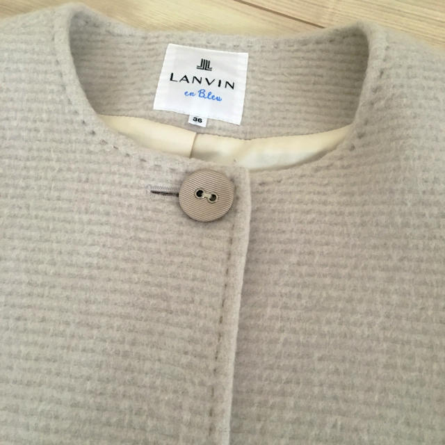 LANVIN en Bleu(ランバンオンブルー)のLANVIN en Bleu アンゴラ混ノーカラーコート レディースのジャケット/アウター(ロングコート)の商品写真