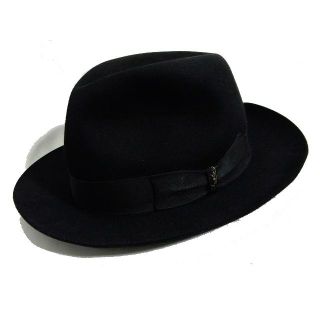 ボルサリーノ(Borsalino)のイタリア製 ボルサリーノ 中折れ フェルト ハット 60 黒 ブラック(ハット)