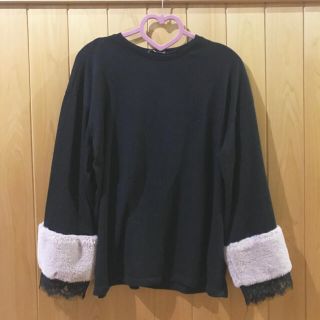 ザラ(ZARA)のZARA 2017 袖ファー トップス 長袖 丸首(ニット/セーター)