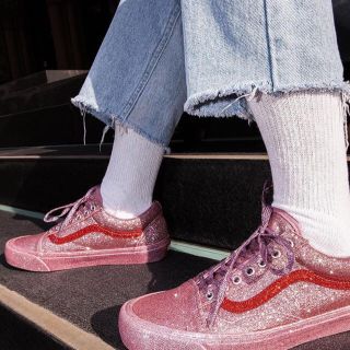 新品未使用★オープニングセレモニーVANSグリッターオールドスクールメンズピンク