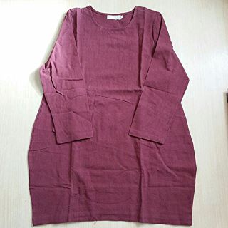 新品　ワンピシャツ　ワインレッド　Lsize(チュニック)