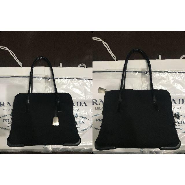 PRADA(プラダ)の●13.5万プラダ黒ストレッチナイロン革多用ビジネスバッグ大ブリーフ鍵付A4良美 メンズのバッグ(ビジネスバッグ)の商品写真