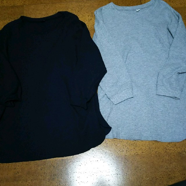 UNIQLO(ユニクロ)のnico様専用  UNIQLOﾜｯﾌﾙｶｯﾄｿ-ｸﾞﾚｰ レディースのトップス(カットソー(長袖/七分))の商品写真