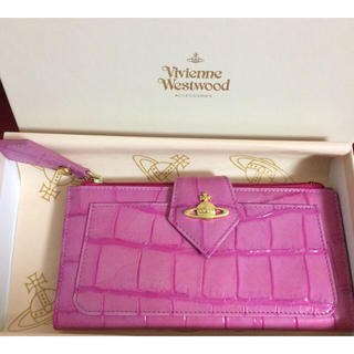 ヴィヴィアンウエストウッド(Vivienne Westwood)の 新品 同様 ヴィヴィアン ピンク クロコ 可愛い 長財布 オーブ 箱付き(財布)