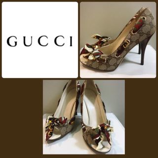 グッチ(Gucci)のGUCCI♡GGロゴ×スカーフリボン パンプス♡(ハイヒール/パンプス)