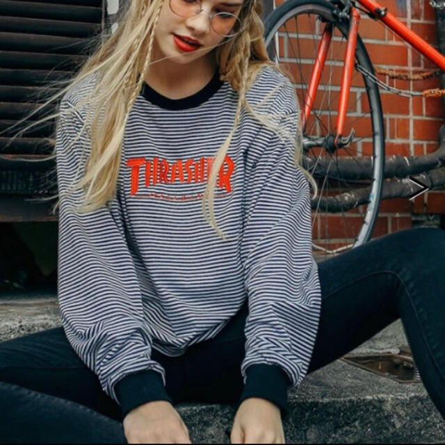 完売品 jouetie × THRASHER ボーダー L/S TEE ブルー