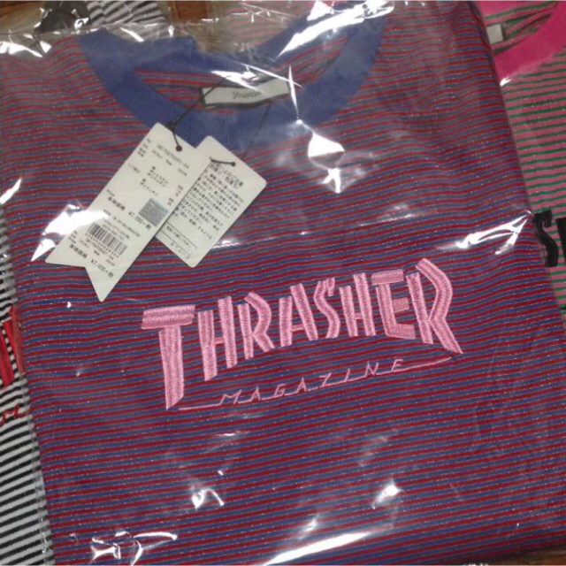 完売品 jouetie × THRASHER ボーダー L/S TEE ブルー
