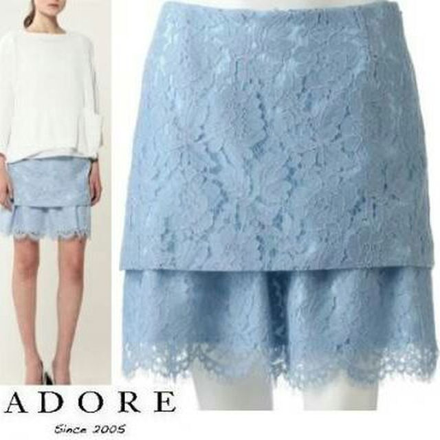 ADORE - 新品 ADORE レース スカート 日本製 定価3万円の通販 by プロフご確認お願いします。｜アドーアならラクマ