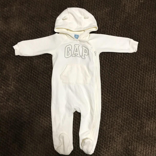 babyGAP(ベビーギャップ)の☆新品同様☆babyGAP/くま耳ロンパース/80/裏起毛 キッズ/ベビー/マタニティのベビー服(~85cm)(ロンパース)の商品写真