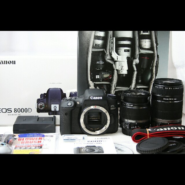 Canon(キヤノン)の超高画質でWi-Fi搭載 Canon キャノン 8000D Wレンズセット 保証 スマホ/家電/カメラのカメラ(デジタル一眼)の商品写真