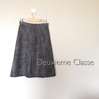 ドゥーズィエムクラス(DEUXIEME CLASSE)のドゥーズィエムクラス ツイード Aラインフレア スカート 38(ひざ丈スカート)