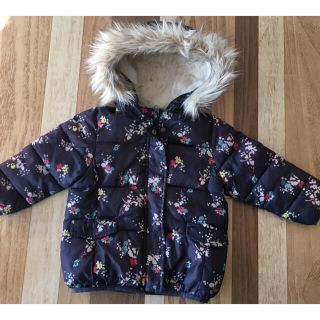 ザラキッズ(ZARA KIDS)のまりも様専用☆ZASA KIDS コート ファー付き 花柄×ネイビー (コート)