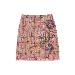 リリーブラウン(Lily Brown)の今季完売♡ツイード刺繍台形スカート(ミニスカート)