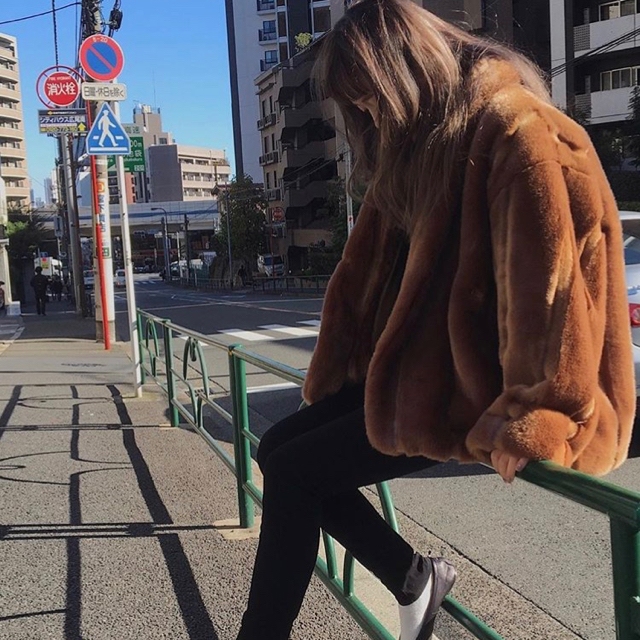 6 ROKU FAKE MINK FUR COAT ミンクファーコート