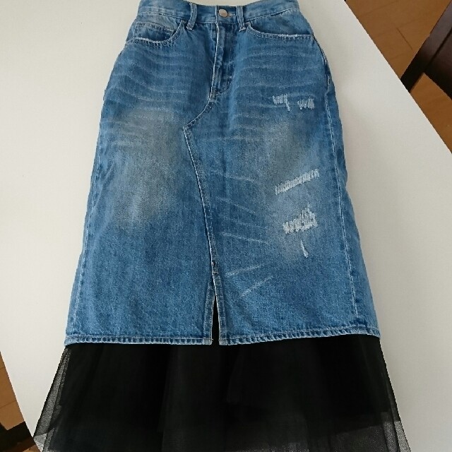 eimy istoire(エイミーイストワール)のエイミー チュールデニムスカート レディースのスカート(ロングスカート)の商品写真