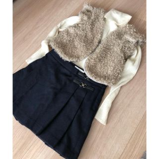 ザラキッズ(ZARA KIDS)の【ガールズコーデセット】130〜140ボアベスト&ZARAプリーツスカート(スカート)