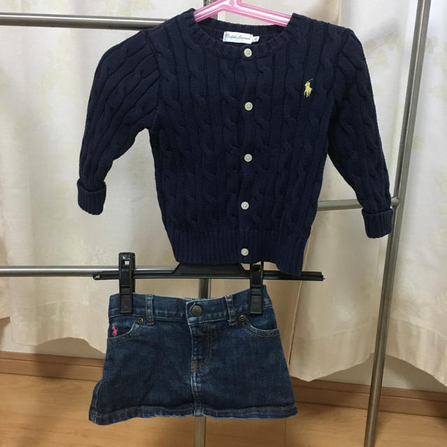 POLO RALPH LAUREN(ポロラルフローレン)の専用❤️ラルフ デニムスカート♡ カーディガンのセット キッズ/ベビー/マタニティのベビー服(~85cm)(カーディガン/ボレロ)の商品写真