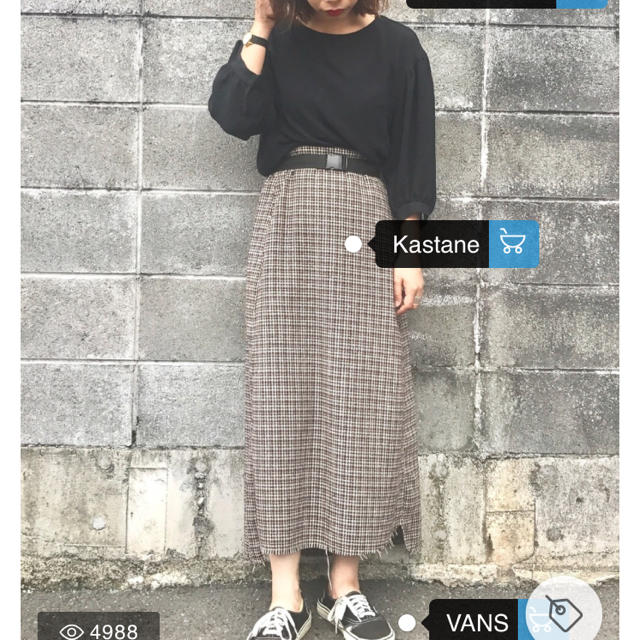 Kastane(カスタネ)のkastane 断ち切り チェック スカート  レディースのスカート(ロングスカート)の商品写真