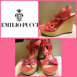 エミリオプッチ(EMILIO PUCCI)のエミリオプッチ♡ピンクプッチ柄 ウエッジ サンダル♡(サンダル)