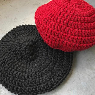 straiiight hand knit tam ストレートタム ブラック(ハンチング/ベレー帽)