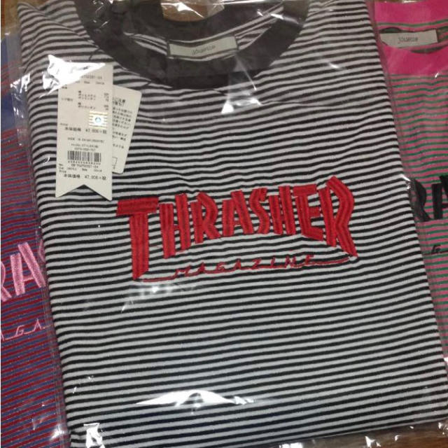 jouetie(ジュエティ)のjouetie × THRASHER ボーダー L/S TEE ブラック 新品 レディースのトップス(Tシャツ(長袖/七分))の商品写真