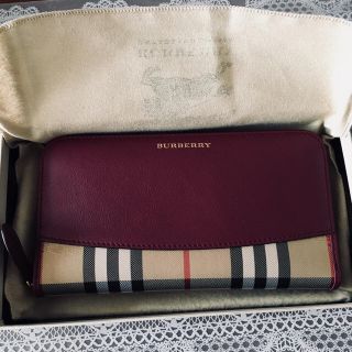 バーバリー(BURBERRY)のバーバリー  コットンレザー切り替え長財布(財布)