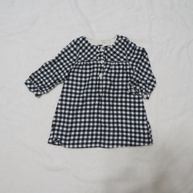MUJI (無印良品)(ムジルシリョウヒン)のチェックネルシャツチュニックワンピース♡80 キッズ/ベビー/マタニティのベビー服(~85cm)(ワンピース)の商品写真