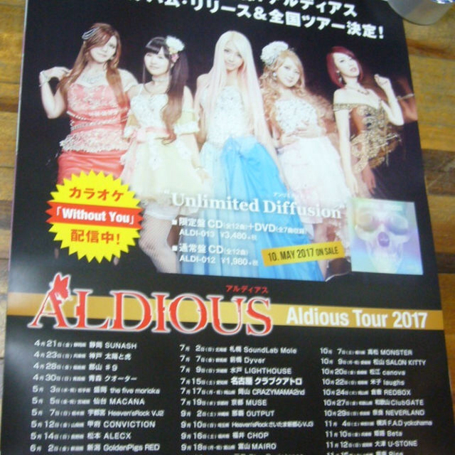 貴重 B2大 ポスター ALDIOUS(アルディアス)2017全国ツアー エンタメ/ホビーのコレクション(印刷物)の商品写真