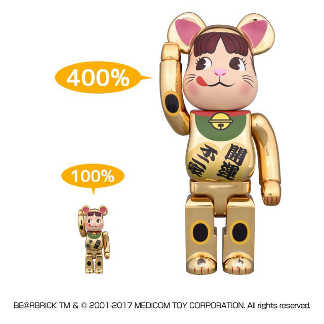 BE@RBRICK 招き猫 ペコちゃん 金メッキ 100％ ＆ 400％